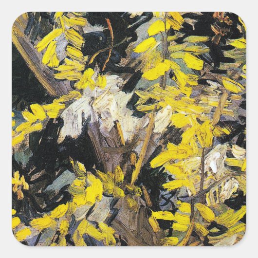 Blossoming Acacia Branches (1890) Vincent Van Gogh Vierkante Sticker (Voorkant)