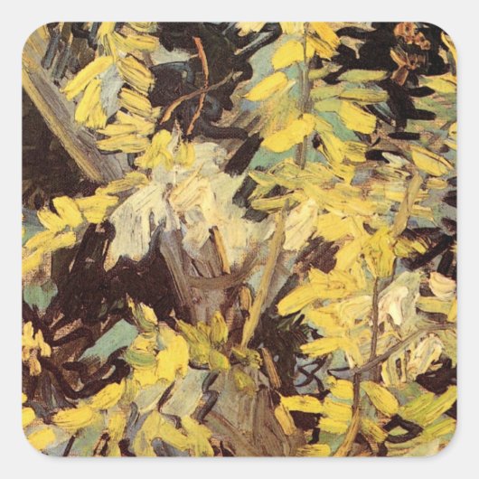 Blossoming Acacia Branches door Vincent van Gogh Vierkante Sticker (Voorkant)