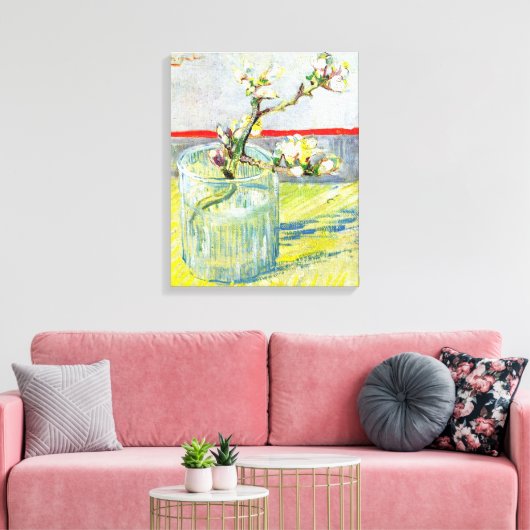 Blossoming Almond Branch door Vincent van Gogh Canvas Afdruk (Insitu (Woonkamer))