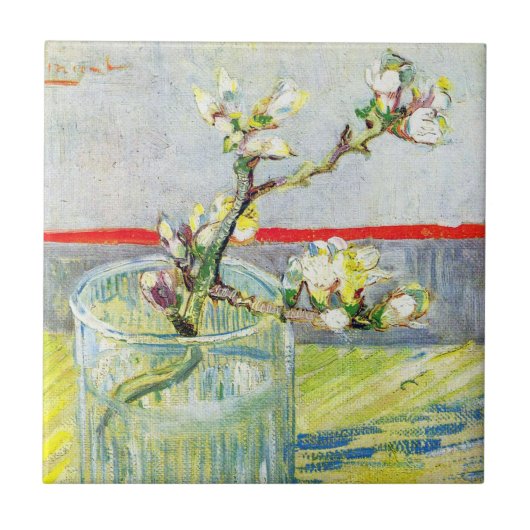 Blossoming Almond Branch door Vincent van Gogh Tegeltje (Voorkant)