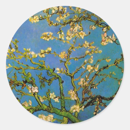 Blossoming Almond Tree door Vincent van Gogh Ronde Sticker (Voorkant)