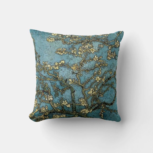 Blossoming Almond Tree (van Gogh) Grunge Kussen (Voorkant)