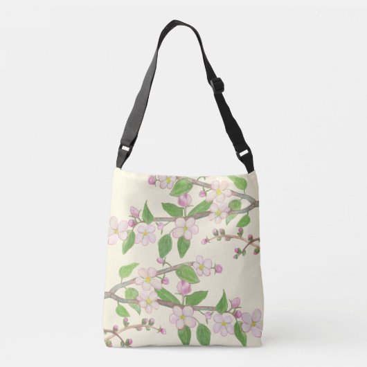 Blossoming Apple Tree Illustration Crossbody Tas (Achterkant)