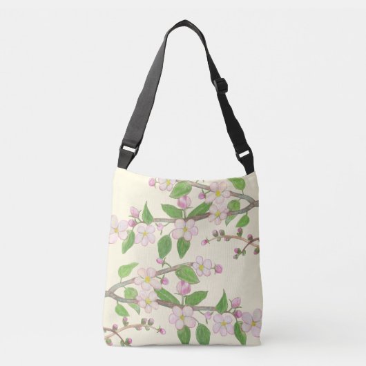 Blossoming Apple Tree Illustration Crossbody Tas (Voorkant)