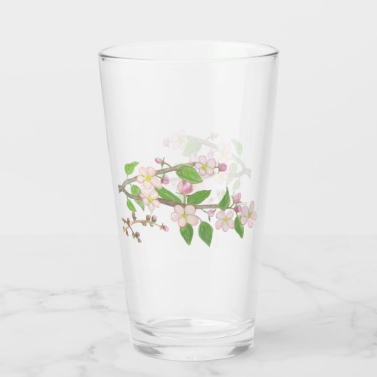 Blossoming Apple Tree Illustration Glas (Achterkant)