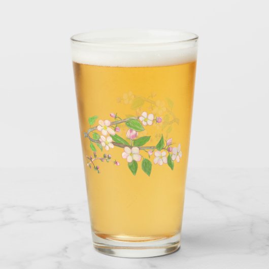 Blossoming Apple Tree Illustration Glas (Voorkant gevuld)