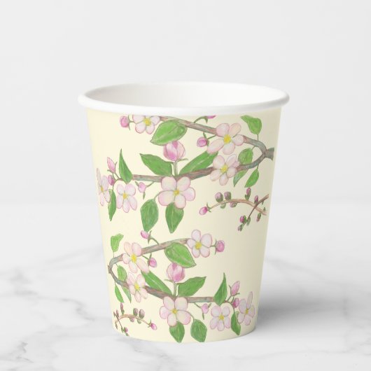 Blossoming Apple Tree Illustration Papieren Bekers (Voorkant)
