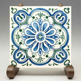 Blossoming Azure Ceramic Print Tegel Tegeltje