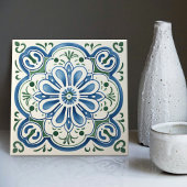 Blossoming Azure Ceramic Print Tegel Tegeltje