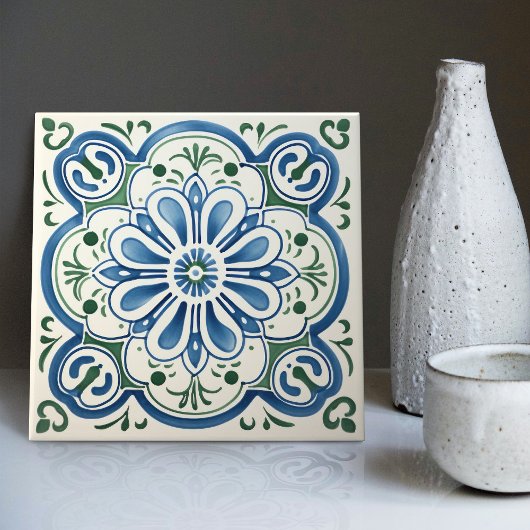 Blossoming Azure Ceramic Print Tegel Tegeltje