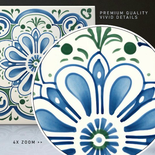 Blossoming Azure Ceramic Print Tegel Tegeltje