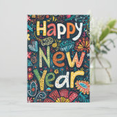 Blossoming Beginnings - een handgetekende nieuwjaa Feestdagenkaart (Staand voorkant)