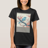 Blossoming Bluebird on Sakura Branch  Floral Fligh T-shirt (Voorkant)