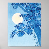 Blossoming Cherry Moonlit Night Ohara Koson Blue12 Poster (Voorkant)