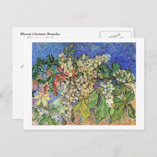 Blossoming Chestnuts Branches, Van Gogh. Feestdagenkaart (Voorkant / Achterkant)