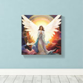 Blossoming Hope meisje Canvas Afdruk (Insitu (Houten vloer))