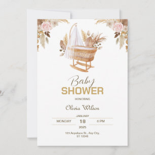 Blossoming Joy: Waterverf Bloemen Baby shower Kaart