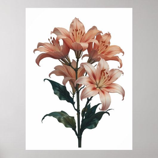 Blossoming Lilies in Harmonious Elegance Poster (Voorkant)