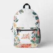 Blossoming Love Rugzak: Groen & Koraal Avontuur Bedrukte Rugzak (Voorkant)