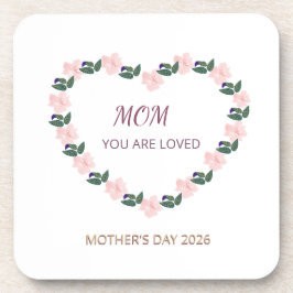 Blossoming Peony Heart Mom Message Bier Onderzetter
