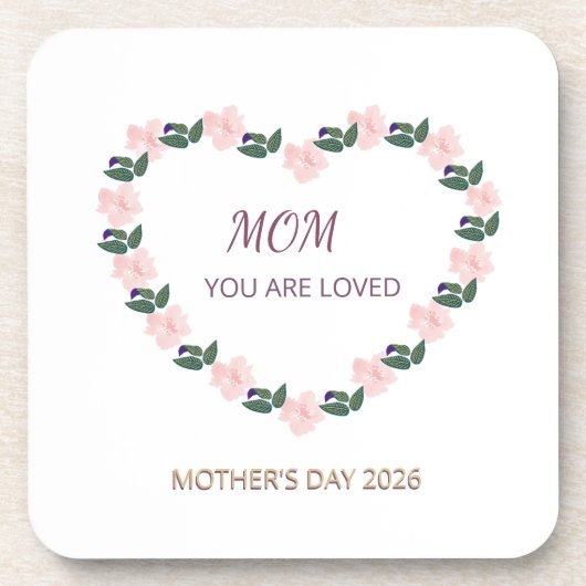 Blossoming Peony Heart Mom Message Bier Onderzetter (Voorkant)