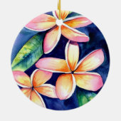 Blossoming Plumeria Keramisch Ornament (Achterkant)