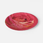 Blossoming Roos 70th Birthday Celebration Party PP Papieren Bordje (Gekanteld)