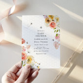 Blossoms and Honey Bee Baby Shower Invitation Kaart