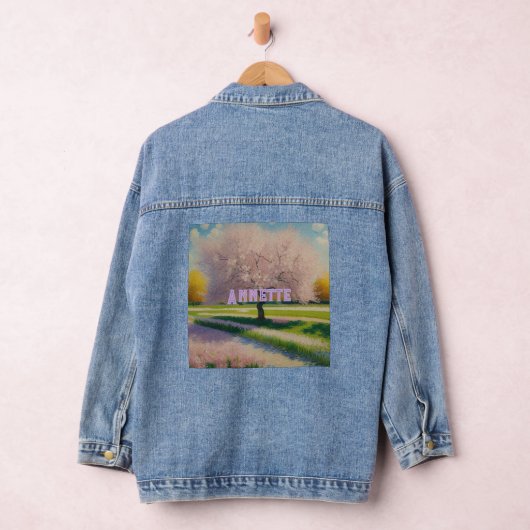 Blossoms Annette AI Art Pink Blossoms Denim Jacket (Hangar)
