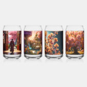 Blossoms de Luxo 3D Bloemenglas Set – Roze & Goud Blikvorm Glas (Achterkant)