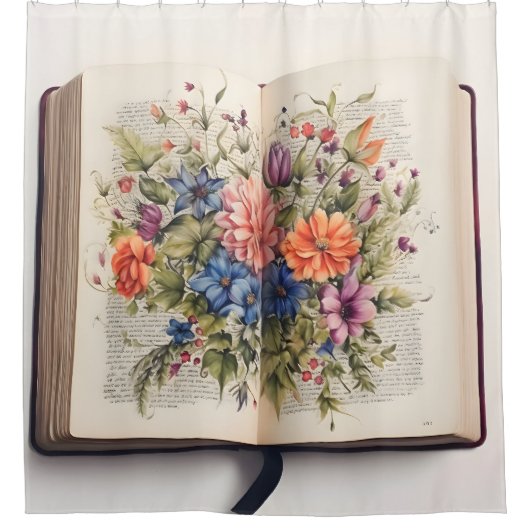 Blossoms of Belief - Floral Scripture Douchegordijn (Voorkant)