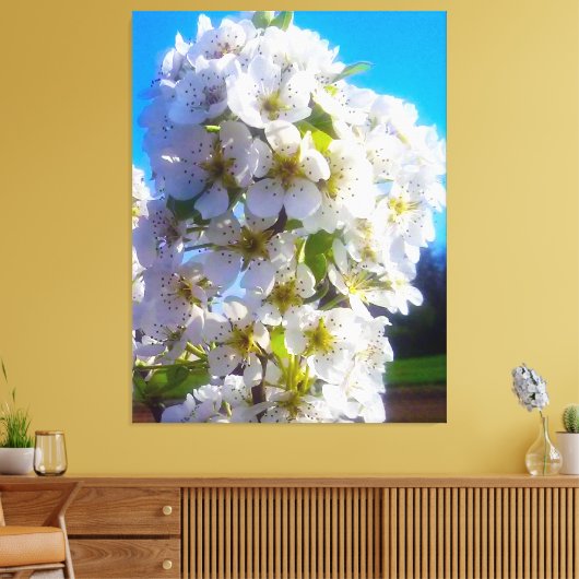 Blossomtak van een peren canvas afdruk (Insitu (Woonkamer))