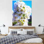 Blossomtak van een peren canvas afdruk (Insitu (Slaapkamer))