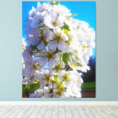 Blossomtak van een peren canvas afdruk (Insitu (Houten vloer))