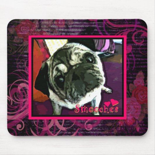Blossum Pug Mousepad Muismat (Voorkant)