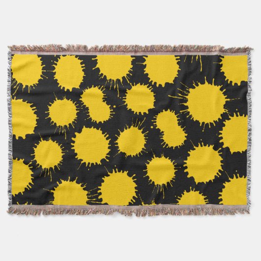 Blot Patroon - Ambergeel op zwart Deken (Voorkant)