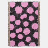 Blot Patroon - Roze op zwart Deken (Voorkant Verticaal)
