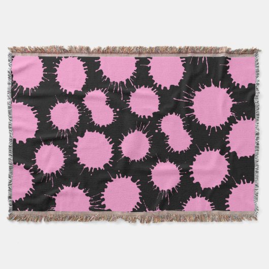 Blot Patroon - Roze op zwart Deken (Voorkant)