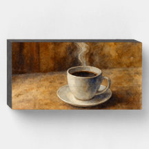 Blot Style Waterverf Coffee Cup Wood Box Sign