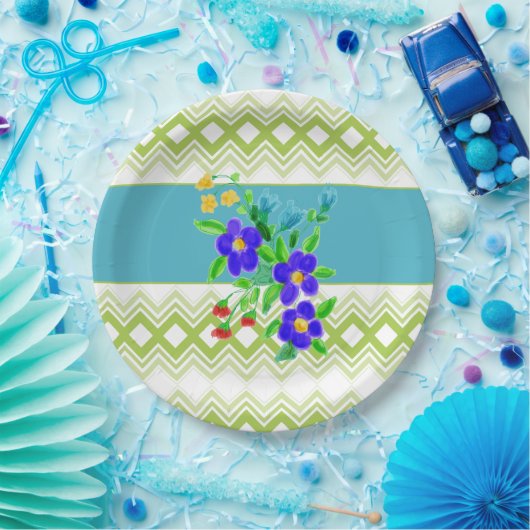 blote Borden in Blauwgroen en Limoen Papieren Bordje (Feest)