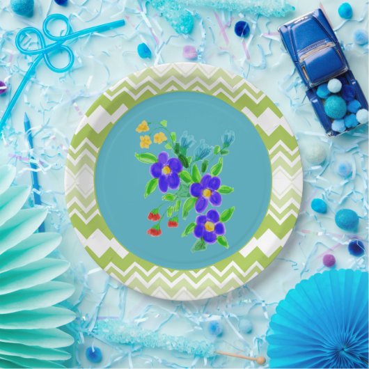 blote Borden met Blauwgroen en Limoen Papieren Bordje (Feest)