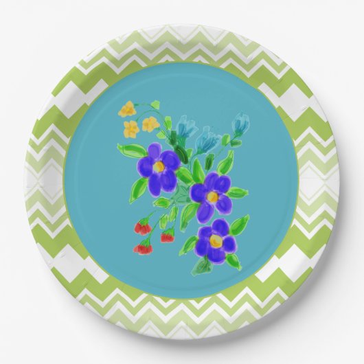blote Borden met Blauwgroen en Limoen Papieren Bordje (Voorkant)