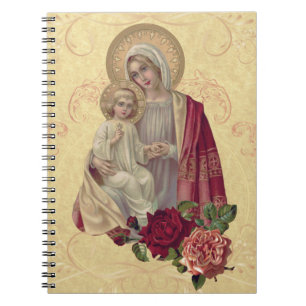 blote Maagd Mary Baby Jesus Floral Nota Notitieboek