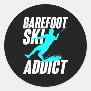 Blote voet ski verslaafde humoristische blotevoet  ronde sticker