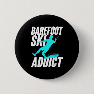 Blote Voet Ski Verslaafde Humoristische Blotevoete Ronde Button 5,7 Cm