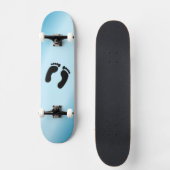 Blote voetafdrukken blauw persoonlijk skateboard (Voorkant)