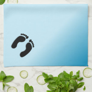 Blote voetafdrukken blauw theedoek