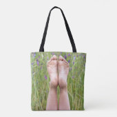 blote voeten in wilde bloemen tote bag (Achterkant)