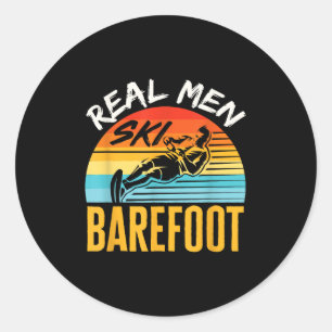 Blotevoet Wasskiläufer Funny Echte Mannen Ski Bar Ronde Sticker