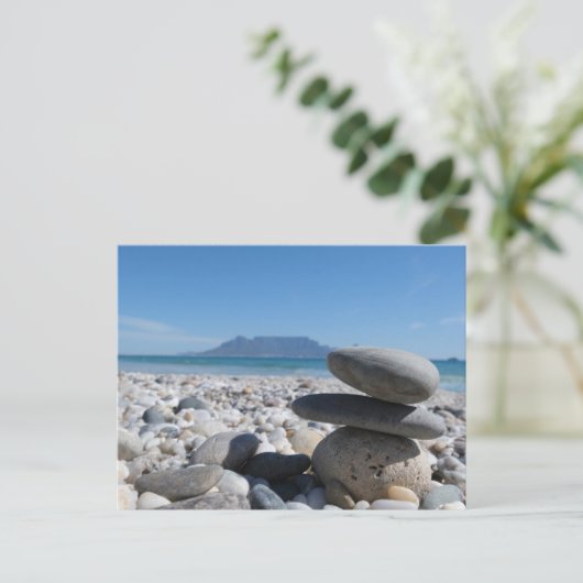 Blouberg Beach Tafelberg gestapelde rotsen Feestdagenkaart (Staand voorkant)